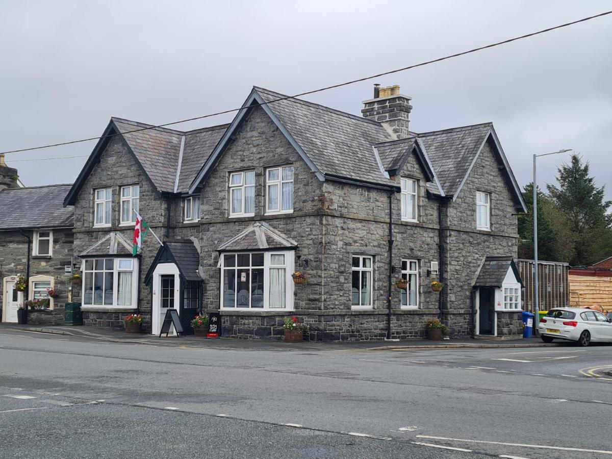 Y Griffin from the road: a stone pub on the A487 flying the Welsh flag