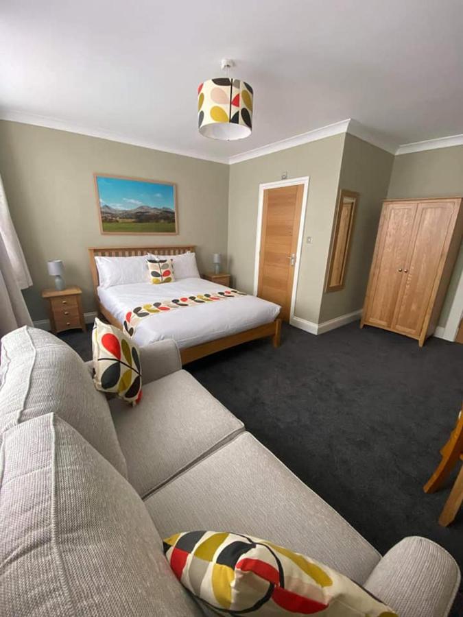 The king room with its sofa and mountain print